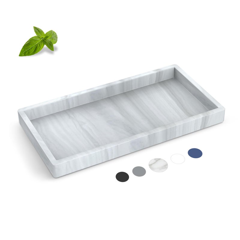 EG-SIPRO Bathroom Counter Tray EG-SIPRO Shatterproof Silicone Bathroom Vanity Tray High-Grade Durable Rectangle Tray for Bathroom Trays for Counter Soap Dispenser Tray-Small 7.8 * 3.9 in - Image 1